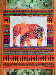 Elephant Quilted Wall Hanging Safari Wall Art African Etsy In 2021 Quilted Wall Hangings Elephant Quilt Safari Wall Art