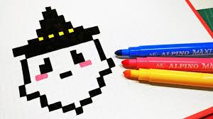 Confetti drawing pixel art pixel art licorne facile free. Halloween Pixel Art How To Draw Kawaii Ghost Pixelart Youtube