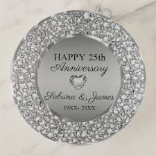 When thinking about a silver wedding gift you might want to stay with the traditional, or steer towards gifts associated with the 25th wedding anniversary flower, which is the iris. Silver Diamonds 25th Wedding Anniversary Trinket Trays Zazzle Com 25th Wedding Anniversary Wedding Anniversary Silver Diamonds