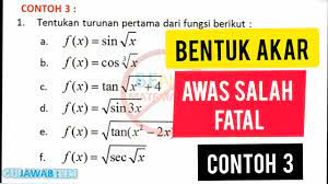 Turunan Fungsi Trigonometri Bentuk Akar Contoh 3 Youtube