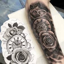 Clock And Roses Tattoo Clock And Rose Tattoo Arm Tattoos For Guys Tattoos For Guys