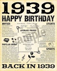 50th Birthday Presents For Him Australia 1939 Fun Facts 1939 Australian 80th Birthday Gift For Dad Etsy 70th Birthday Parties 80th Birthday Gifts 80th Birthday