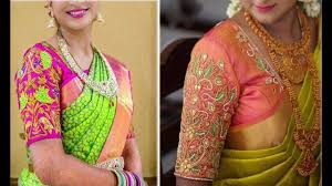 The onion pink saree in sheer net is intricately designed with floral. New Model Thread Embroidery Work Blouse Designs For Silk Saree Maggam Work Aari Work Pattern Youtube