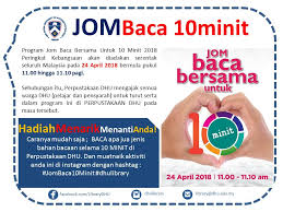For 2018, jom baca bersama 10 minit was launched at sekolah kebangsaan kati in kuala kangsar, perak and this was also the venue for the national level celebration. Drb Hicom U Jom Baca 10 Minit 24 April 2018