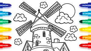 We have this nice windmill coloring page for you. How To Draw Windmill On A Farm Coloring Pages Videos For Kids Youtube