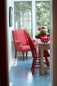 Ici La Theiere Gros Pois Rouge Red Polka Dot Chair Solid Red Dining Chair Blue Floor Repinned Vina Sar Red Dining Chairs Home Decor White Interior Design