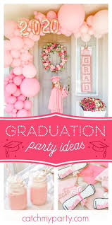Middle Class Unique Birthday Simple Birthday Decoration At Home Pink Graduation End Of School Charlie S At Home Graduation Celebration Catch My Party In 2020 Graduation Celebration Graduation Party Birthday Party Activities