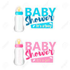 Baby Shower Set Realistic Blue And Pink Baby Bottles Icon Vector Royalty Free Cliparts Vectors And Stock Illustration Image 75473832