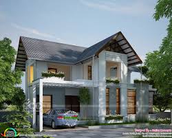 Two floors villa exterior design with biophilic elements, entrance pathway and landscape. Sloping Roof Modern House With 3 Bedrooms Kerala Home Design Bloglovin
