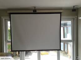 Large Projector Screen Hangs From Ceiling Via Supplied Hooks And Secures To Wall Projector Screen Large Projector Screen Projector