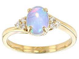 White Ethiopian Opal 10k Yellow Gold Ring 0 66ctw Jts049 Yellow Gold Rings Ethiopian Opal Jewelry White Opal Ring