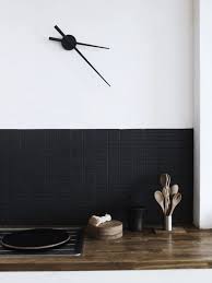 Interior Black Tiles Kitchen White Wood Kitchens Kitchen Splashback