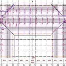 B)for steel truss in general w= o.4(4.42vl+l) kg/sq.m of horizontal covered area. Steel Roof Truss Layout All Dimensions In Mm Download Scientific Diagram
