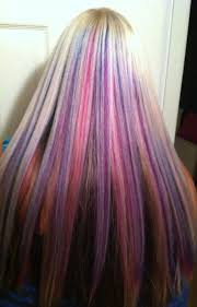 Let me know if there are any videos you would like me to film!! Pink Blue Purple Highlights Blond On Top Dark Brown Underneath Purple Highlights Blonde Hair Purple Highlights Colored Hair Tips