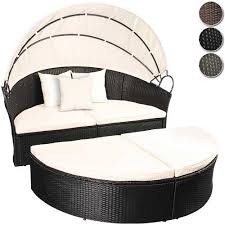Miadomodo Rattan Sun Lounger O 180 Cm Choice Of Colours Height Adjustable Garden Furniture Day Bed Set Canopy Roof Garden Day Bed Canopy Outdoor Patio Canopy