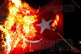 Wrong flag is burned at protests in turkey; Giannis Zorbas On Twitter Burn The Turkish Flag Turkey Erdogan Lna