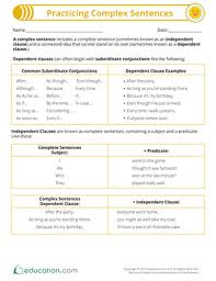 Simple Compound And Complex Sentences 1 Exercise Education Com Complex Sentences Complex Sentences Worksheets Complex Sentences Exercises