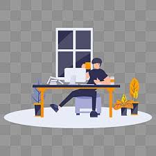 Person sitting in chair blank background, hd png download. Office Clipart Computer Flat Work Man Table Business People Office Laptop Desk Person Workplace Businessman Coffe In 2021 Cartoon Illustration Illustration Guy Drawing
