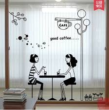 Tea Shop Girl Cafe Shop Cafeteria Decorative Glass Window Stickers Wall Sticker Cafe Wall Art Cafe Decor Childrens Room Wall Decals