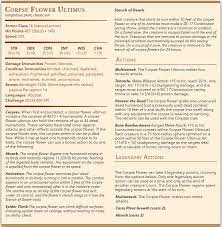 The name corpse flower comes from the unique odour the plant produces once it blooms, which resembles rotting flesh. Oc My Bbeg The Corpse Flower Ultimus Dnd