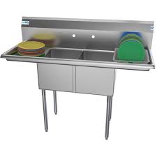 Kitchen sinks come in numerous basin configurations along with installation methods. Koolmore 52 In Freestanding Stainless Steel 2 Compartments Commercial Sink With Drainboard Cs214 122 The Home Depot
