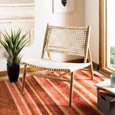 Safavieh Bandelier Off White Natural Leather Accent Chair Ach1000a The Home Depot Accent Chairs Leather Accent Chair Side Chairs