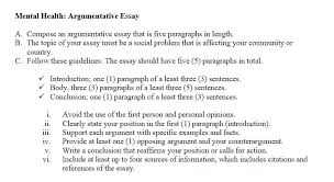 Write with clarity and integrity. Mental Health Argumentative Essay A Compose An A Chegg Com