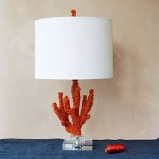 Orange Coral Table Lamp With Linen Shade Graham Green Coral Lamp Table Lamp Coral Table