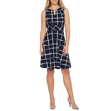 Liz Claiborne Sleeveless Grid Fit Flare Dress Jcpenney Fit Flare Dress Flare Dress Jcpenney Dresses