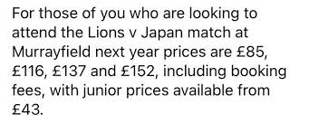 British & irish lions v japan 2021. Ticket Prices For Lions V Japan At Murrayfield Announced Rugbyunion