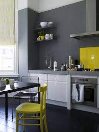 Yellow And Gray Kitchen Yellow Kitchen Accents Painted Kitchen Floors Kitchen Colour Schemes