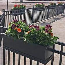 Black Railing Planters On Metal Fence At Local Restaurant Outdoor Seating Area Deck Railing Planters Railing Planters Restaurants Outdoor Seating