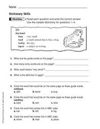 Dictionary Skills Lesson Plans Worksheets Lesson Planet