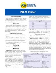 Psi 75 Primer 1023 0510 Polymeric Systems Pdf Catalogs