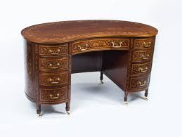 A rare kidney shaped desk by wright & mansfield. Antique Inlaid Marquetry Ref No 07281 Regent Antiques