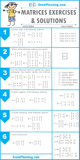 Matrices Exercises And Solutions Matrices Math Studying Math Math Vocabulary