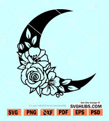 Download Floral Moon Svg Moon Flowers Svg Moon Floral Svg Svg Hubs