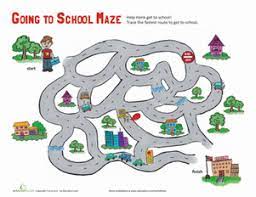 School Maze Kindergarten Worksheets Free Printables Kindergarten Worksheets Mazes For Kids Printable