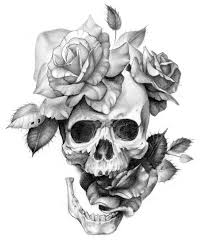 Black And White Skull And Roses Realistic Flower Tattoo Roses Drawing Skulls And Roses