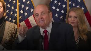 Rudy has done wonders for landscaping companies and hair dye. Rudy Giuliani Has Hair Dye Streak Down Face In Sweaty Press Conference Evening Standard