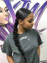 Low Ponytail One Braid Sleek Braided Ponytail Hair Styles Long Ponytail Weave