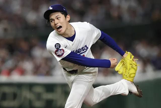 Roki Sasaki's MLB debut is tantalizing, and shaky, as Dodgers complete Tokyo Series sweep - Yahoo Sports