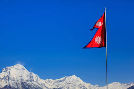 The blue border on the flag of nepal signifies peace, red stands for the color of rhododendron, the national flower of nepal. Mountains Flags