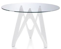 designer table ronde plateau verre et pied fibre de verre laque blanc perla dimensions d 110 x h 76 cm lestendances fr plateau en verre fibre de verre table ronde