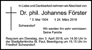 Traueranzeigen von Johannes Förster | Mittelbayerische Trauer