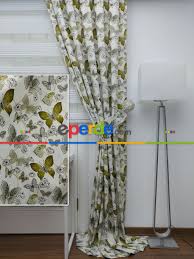 Kelebek Desenli Fon Perde Yesil Leke Tutmaz Fon Perdeler Perde Kelebekler