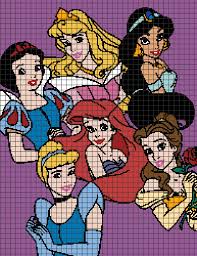 disney princesses chart graph and row by row written