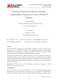 Pdf Planning Competency In The New Normal Employability Competency In Post Covid 19 Pandemic