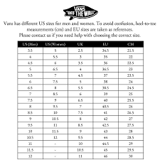 Vans Women Size Chart Www Studiozanolla Com