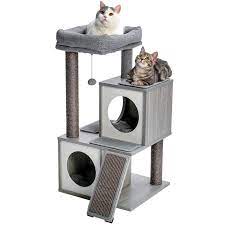At six feet tall, it offers a multitude of activities your cat will surely favorite 57 cat activity tree condo furniture. Pawz Road Cat Tree Luxury Cat Tower With Double Condos Spacious Perch Fully Wrapped Scratching Sisal Posts And Replaceable Dangling Balls Wooden Grey Amazon Com Au Pet Supplies